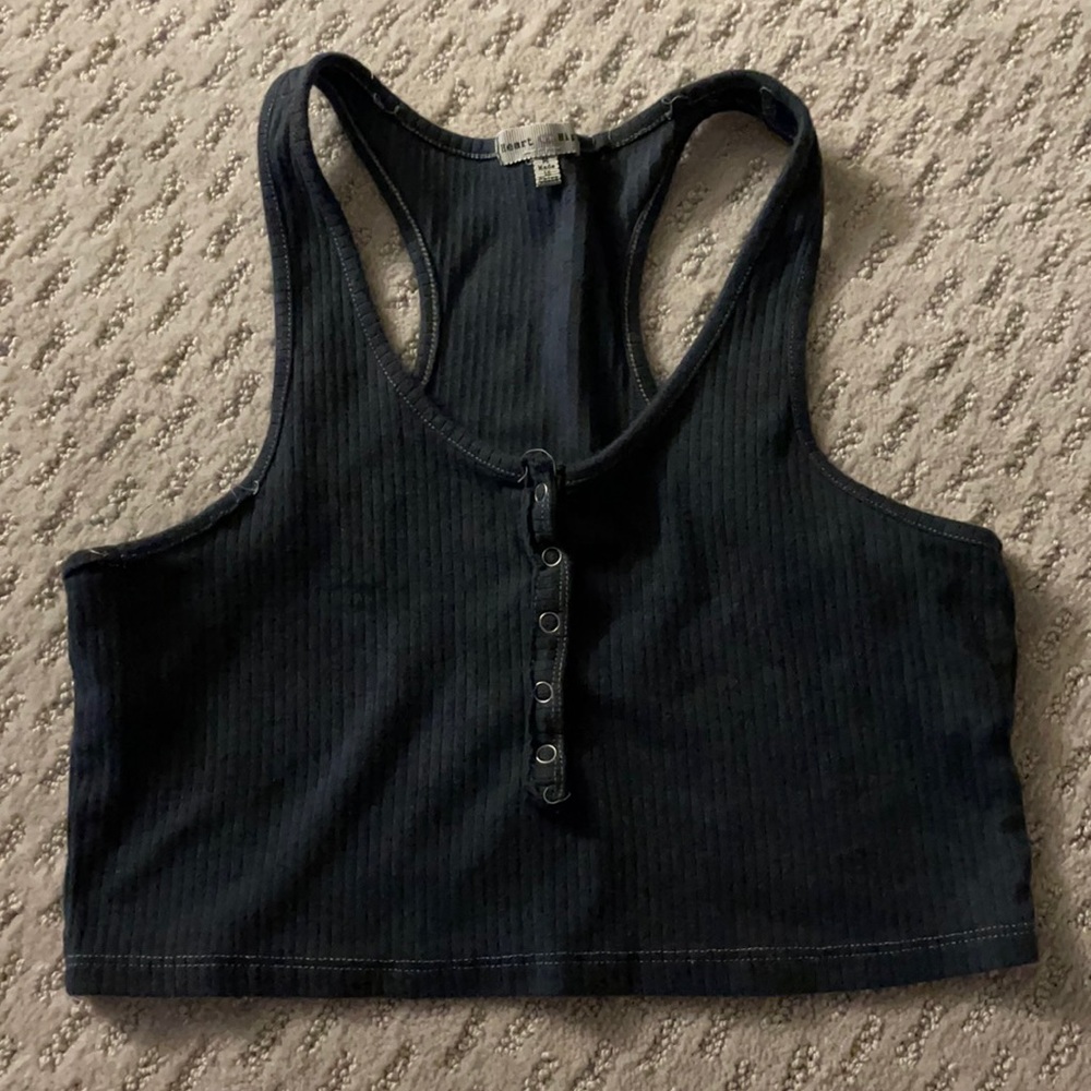 Black Button Crop Top